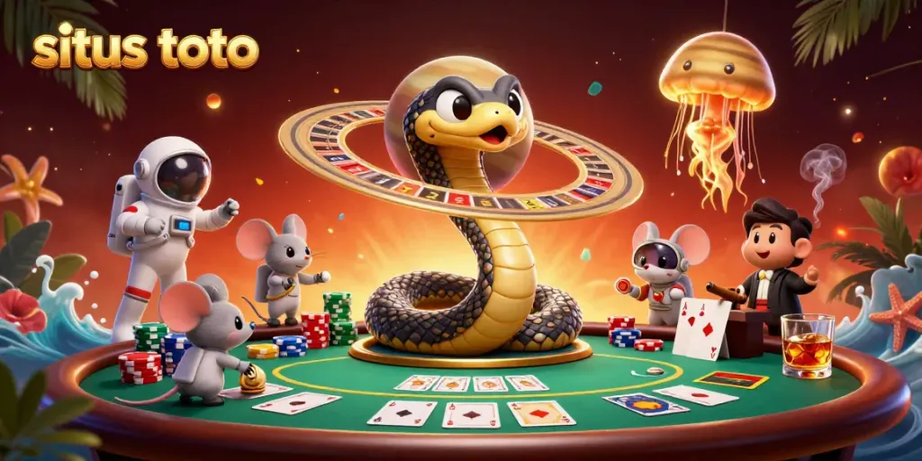 Place bets on the cosmic site of situs toto, featuring a vibrant casino scene.