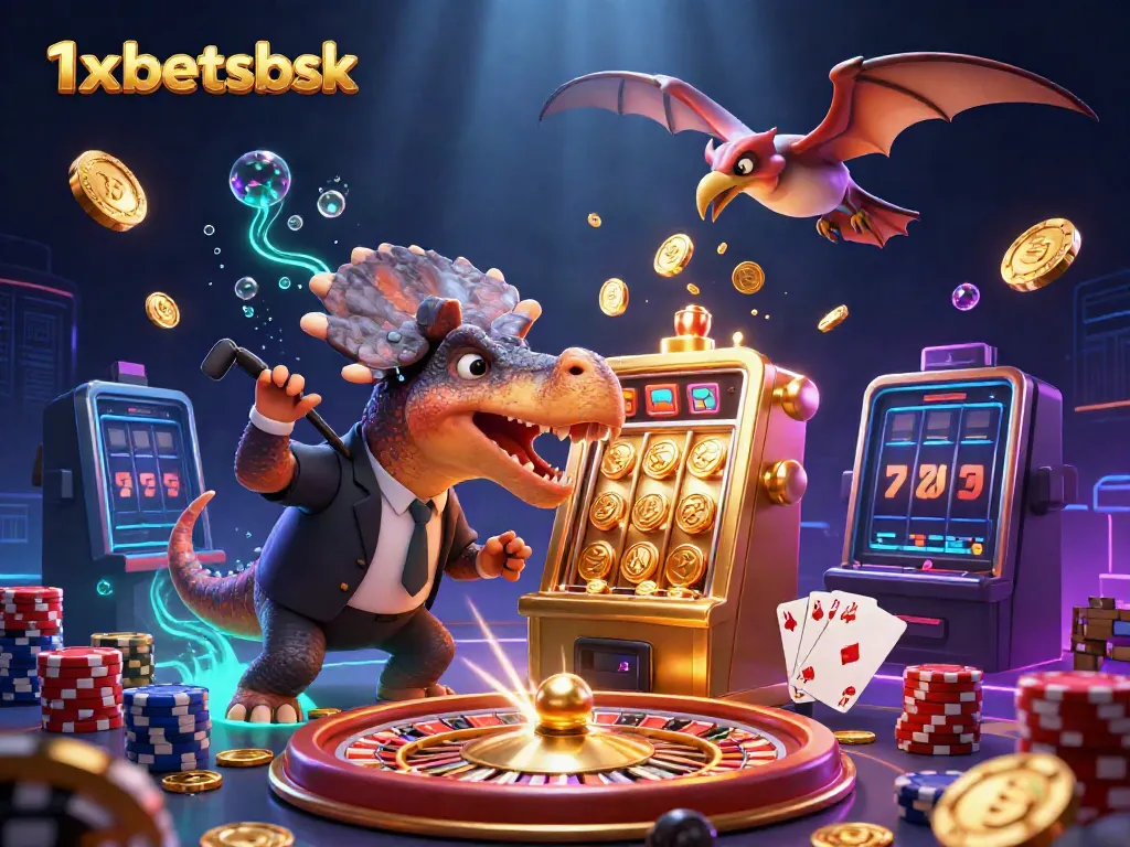 Experience the thrill of 1xbetsbk as animated characters engage with dazzling gaming elements.