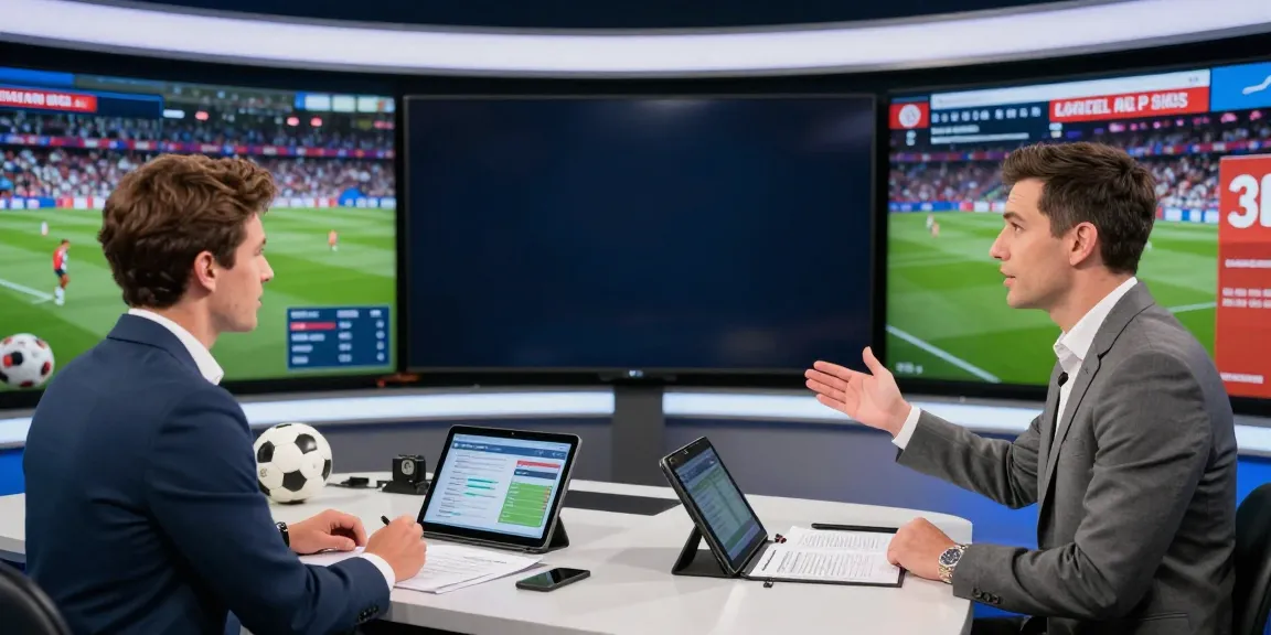 Football transfer news analysis with live stats and players displayed on screen.