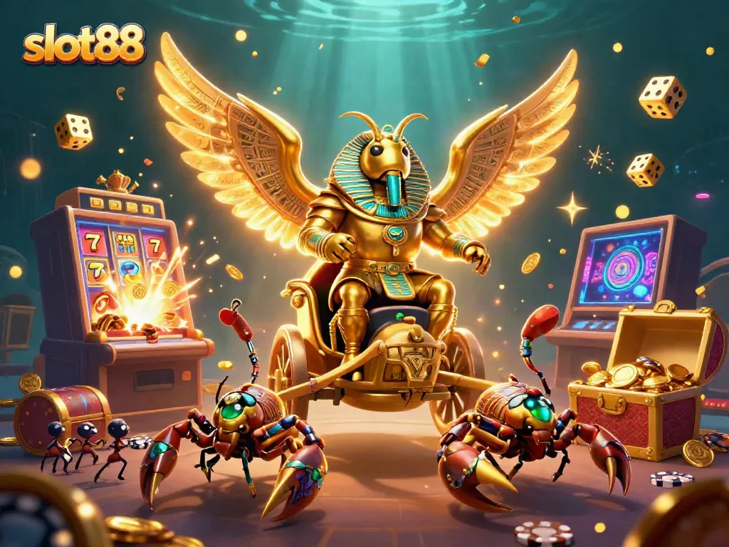 Experience thrilling jackpots with slot88 in this dynamic 3D casino illustration filled with excitement.