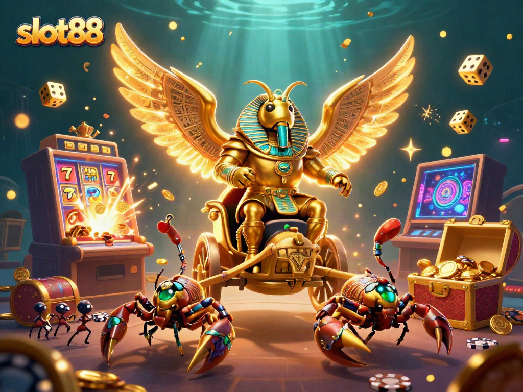 Experience thrilling jackpots with slot88 in this dynamic 3D casino illustration filled with excitement.
