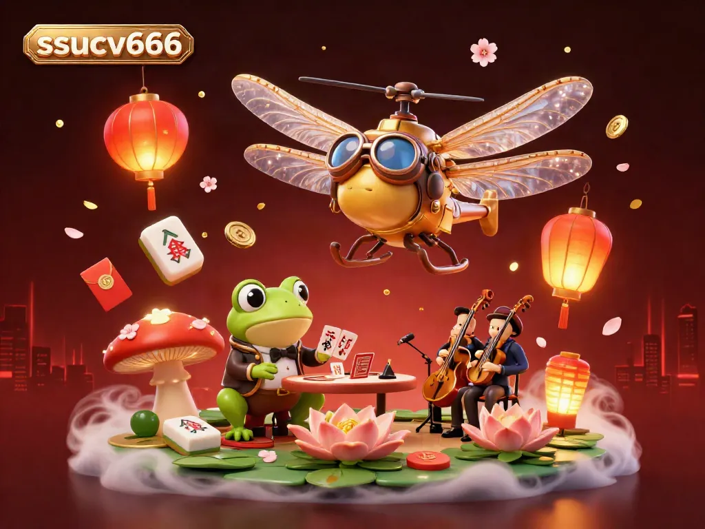 Engage in excitement at ssucv666 with a lively scene of animated characters at a lily pad casino.