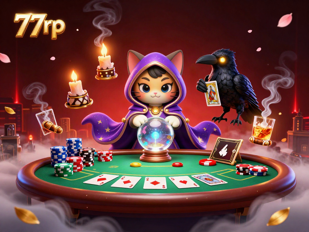 Engage with the enchanting world of 77rp as a mystical cat fortune teller guides players through exciting casino adventures.