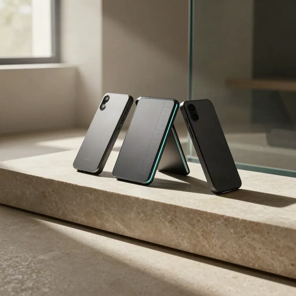 Linked Fuel growth modules on a stone plinth with soft teal glow and misty light