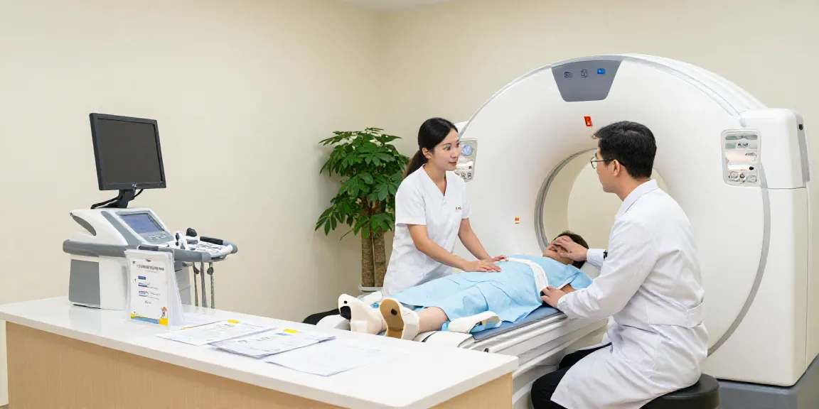 Prüfungsraum im Diagnostikzentrum Wolfsburg mit moderner Medizintechnik und freundlichem Fachpersonal.