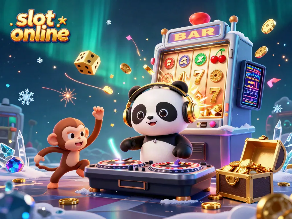 Experience the thrill of slot online gaming with our vibrant 3D casino illustration showcasing exciting characters and elements!