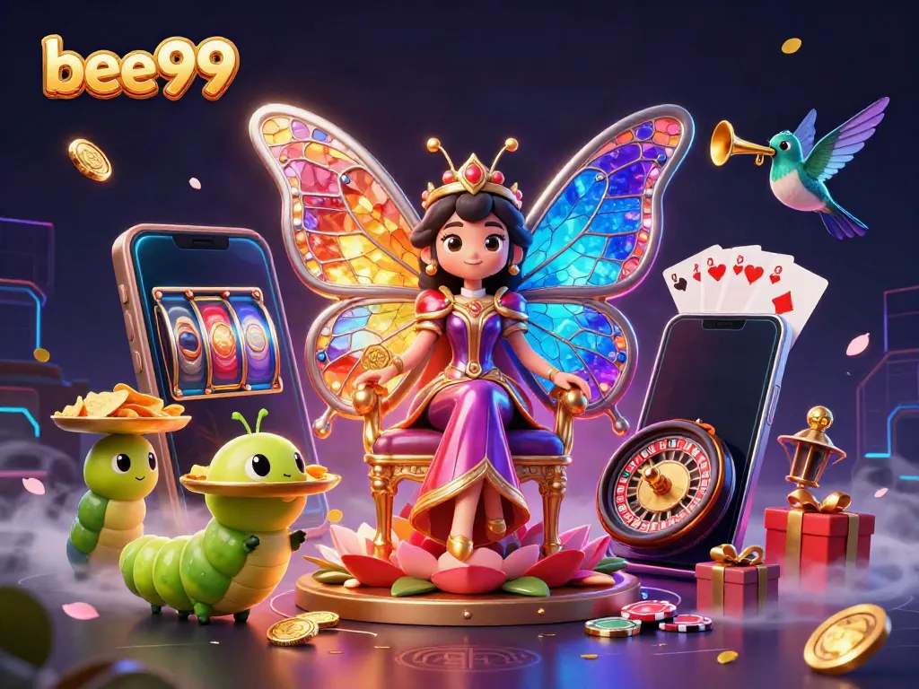 Experience thrilling gaming with bee999, highlighted by vibrant slot features and enchanting characters.