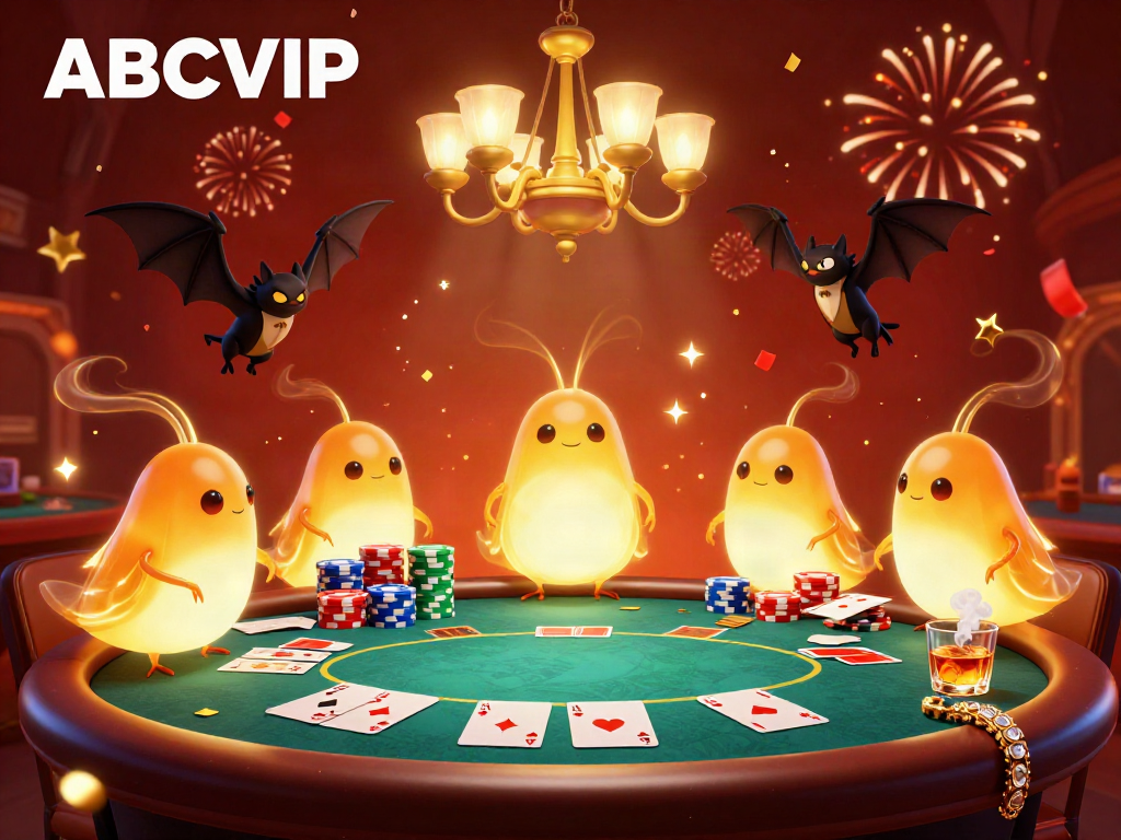 Experience the vibrant ABCVIP underground casino with glowing ambiance and dynamic poker action.