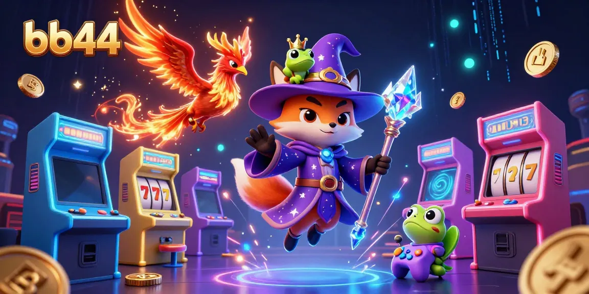Experience the magic of bb44 with a wizard fox, phoenix, and arcade-style casino elements.