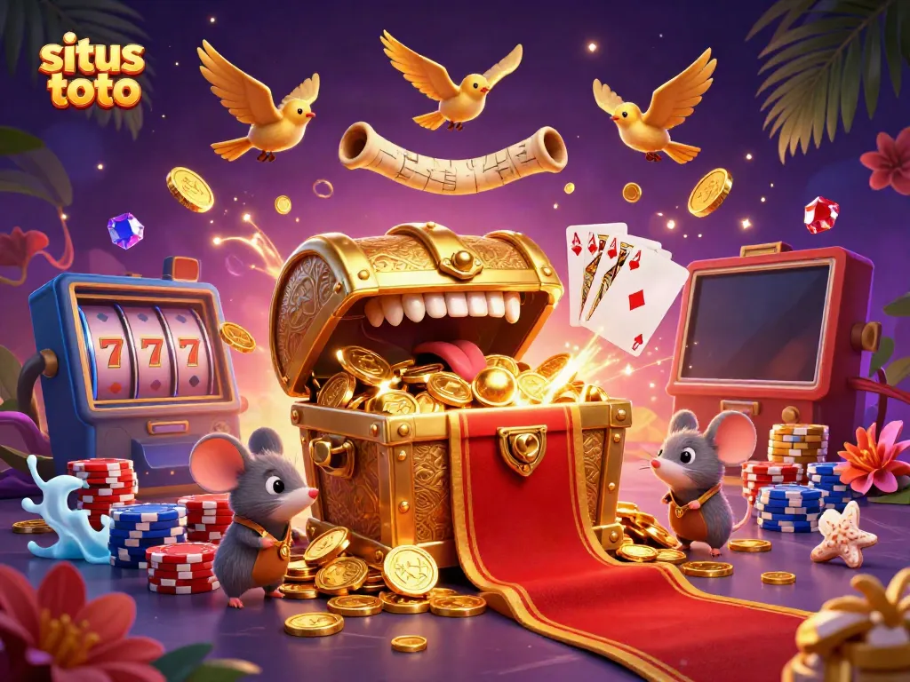 Engage with the excitement of situs toto in a vibrant, action-packed casino illustration.