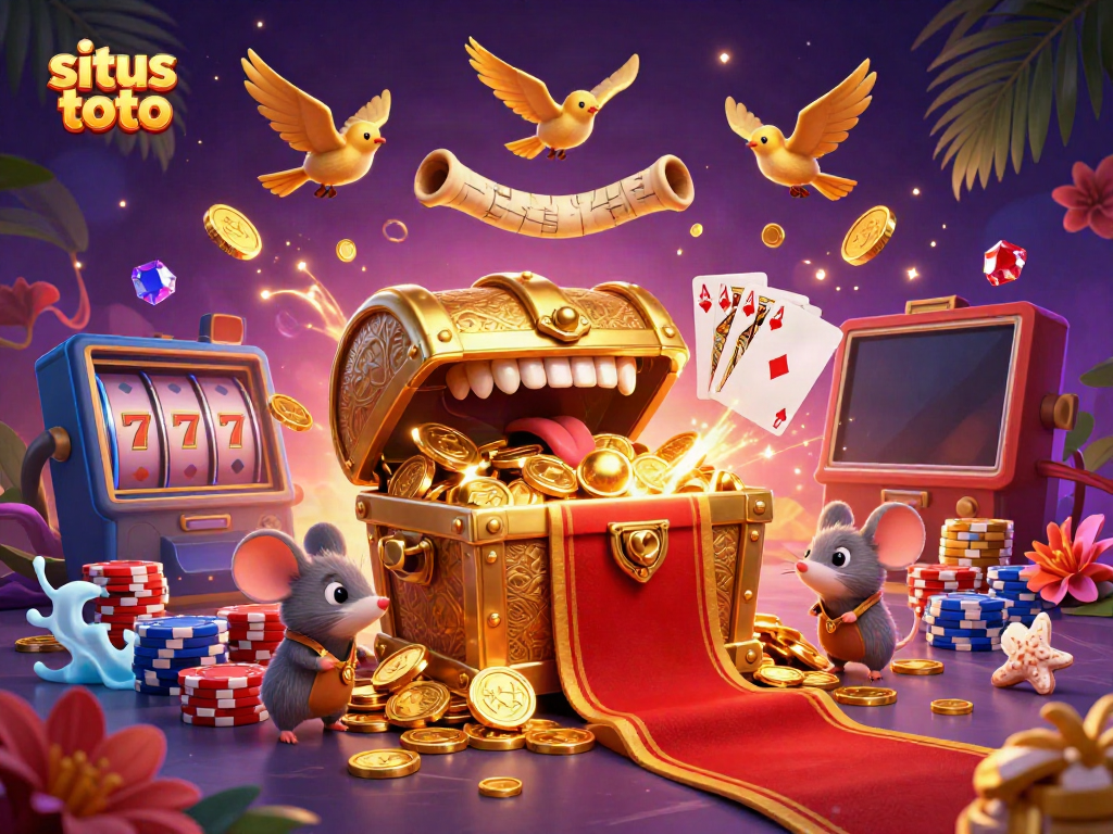 Engage with the excitement of situs toto in a vibrant, action-packed casino illustration.